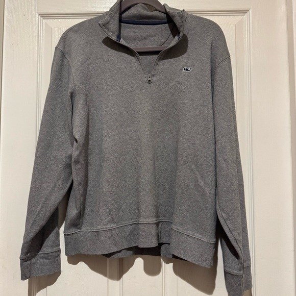 Vineyard Vines Saltwater Gray Quarter Zip Pullover Mens Medium Pima Cotton - Picture 2 of 8